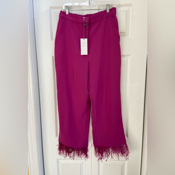 NWT WAYF Feather Trim Pants - Picture 6 of 12